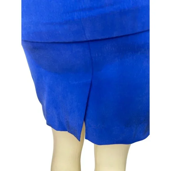 YL Women's Royal Blue Short Sleeve Dress W/ Back Zipper Elegant Design Size 4P - Picture 7 of 10